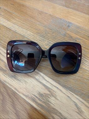 NYS Polarized Oversized Square Sunglasses Brown